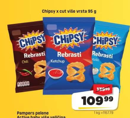 Chipsy x cut više vrsta 95 g