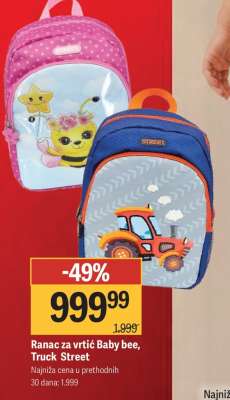 Ranac za vrtić Baby bee, Truck Street