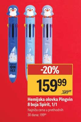 Hemijska olovka Pingvin 8 boja Spirit, 1/1