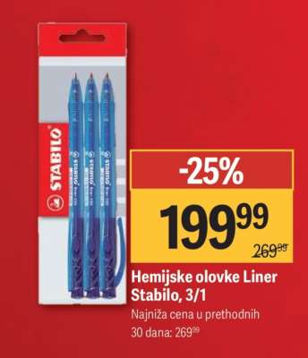 Hemijske olovke Liner Stabilo, 3/1