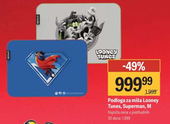 Podloga za miša Looney Tunes, Superman, M