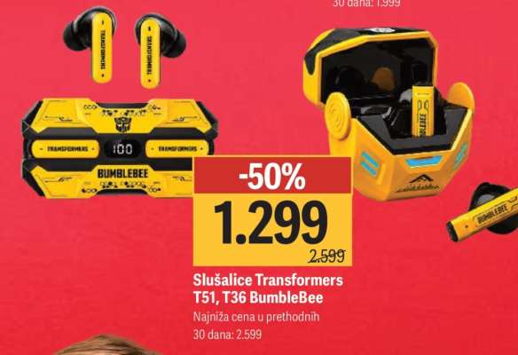 Slušalice Transformers T51, T36 BumbleBee