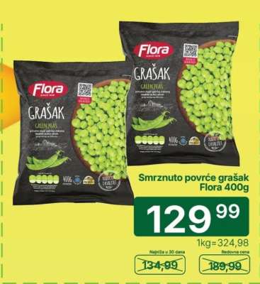 Smrznuto povrće grašak Flora 400g