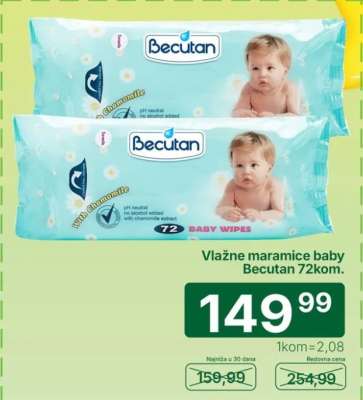 Vlažne maramice baby Becutan 72kom.