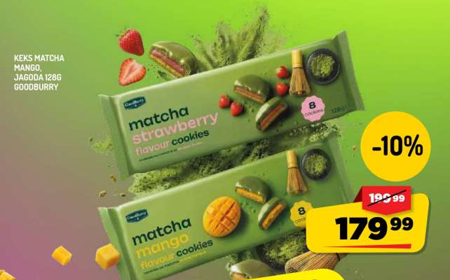Keks Matcha Mango, Jagoda 128g GoodBurry