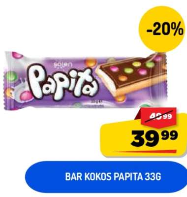 BAR KOKOS PAPITA 33G