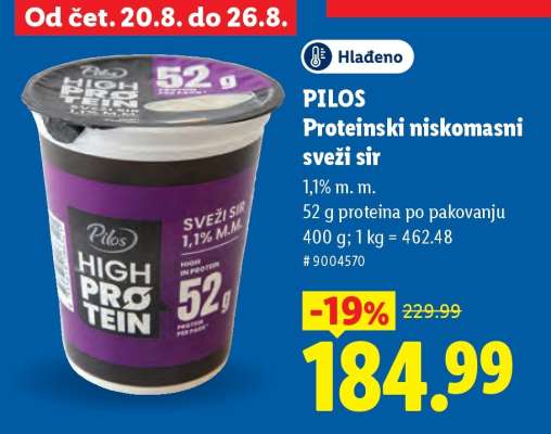 PILOS Proteinski niskomasni sveži sir