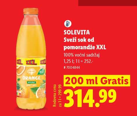 Solevita Sveži sok od pomorandže XXL