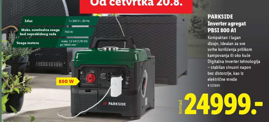 PARKSIDE Inverter agregat PBSI 800 A1