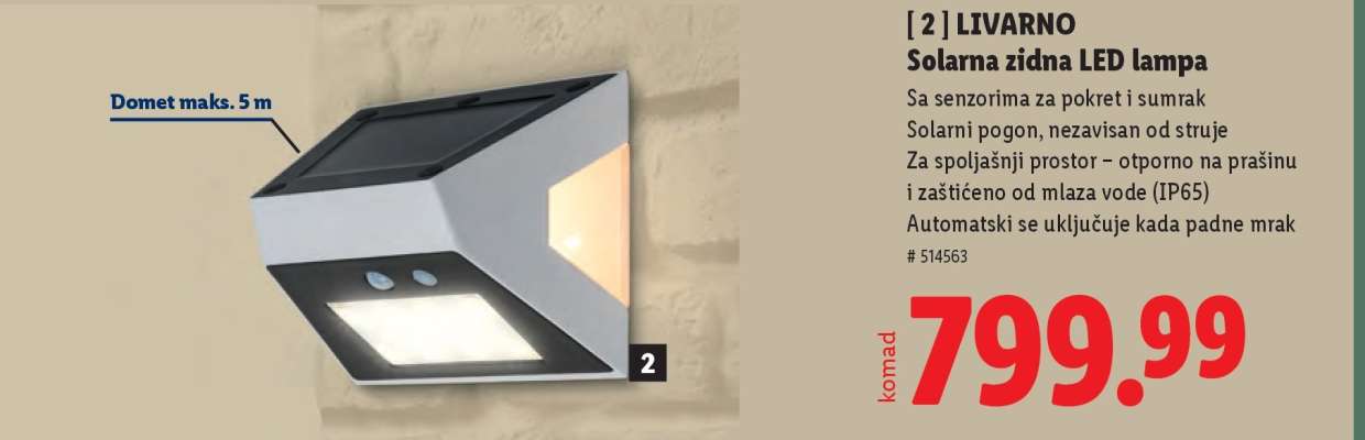 LIVARNO Solarna zidna LED lampa