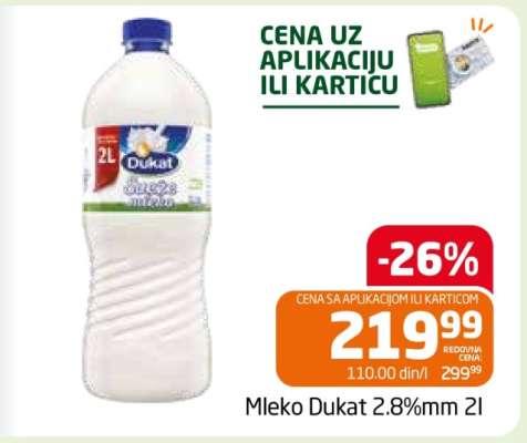 Mleko Dukat 2.8%mm 2l