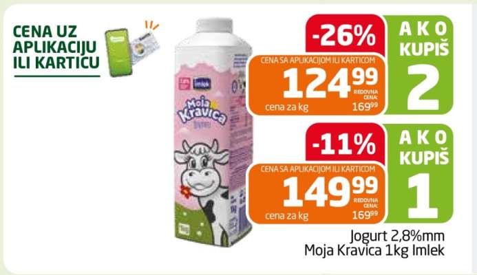 Jogurt 2,8%mm Moja Kravica 1kg Imlek