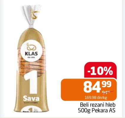 Beli rezani hleb 500g Pekara AS