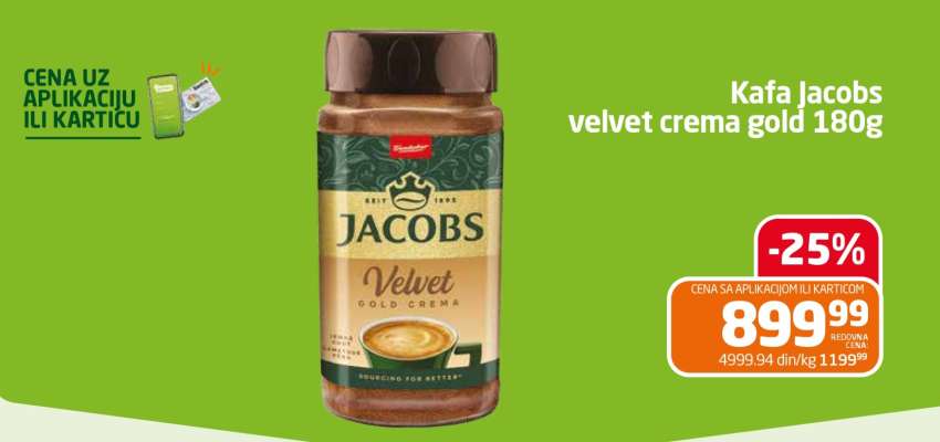 Kafa Jacobs velvet crema gold 180g