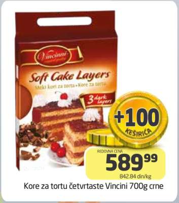 Kore za tortu četvrtaste Vincini 700g crne