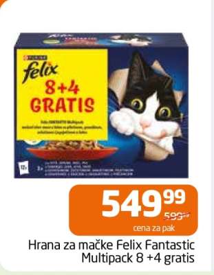 Hrana za mačke Felix Fantastic Multipack 8 +4 gratis