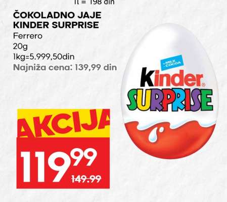ČOKOLADNO JAJE KINDER SURPRISE