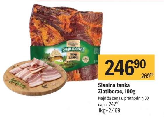 Slanina tanka Zlatiborac, 100g