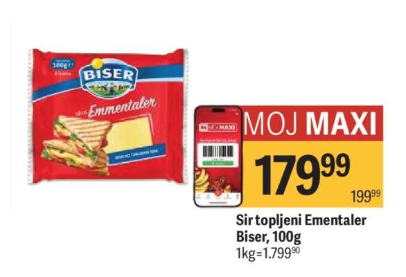 Sir topljeni Ementaler Biser, 100g