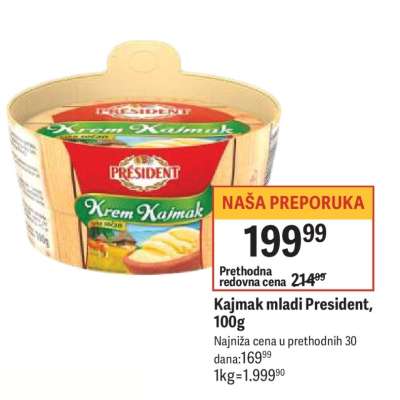 Kajmak mladi President 100g