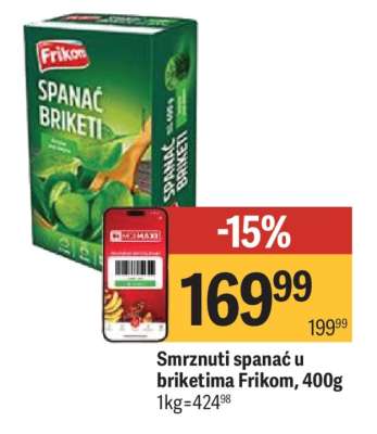 Smrznuti spanać u briketima Frikom 400g