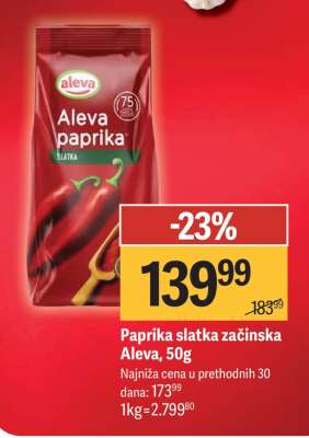 Paprika slatka začinska Aleva, 50g