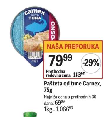 Pašteta od tune Carnex , 75g