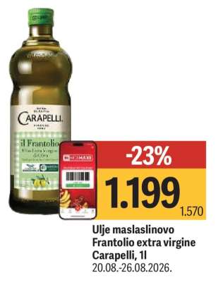 Ulje maslaslinovo Frantolio extra virgine Carapelli, 1l