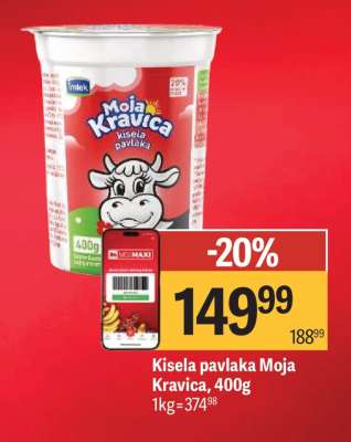 Kisela pavlaka Moja kravica 400g