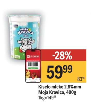 Kiselo mleko 2.8 % mm Moja kravica 400g