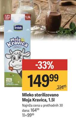 Mleko sterilizovano Moja Kravica, 1.5l