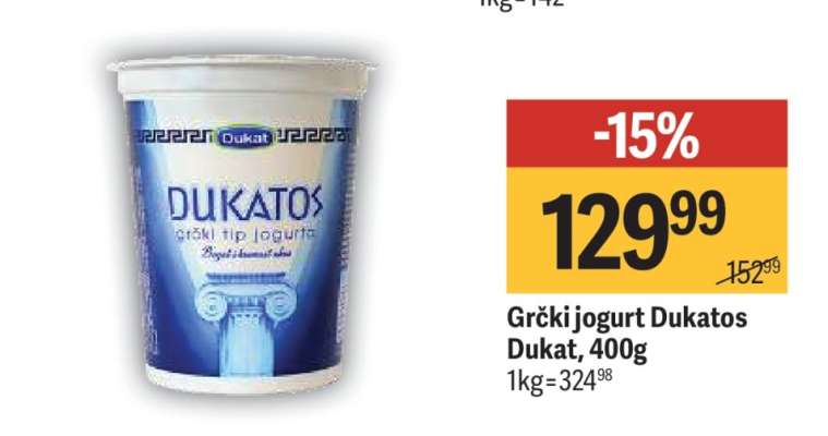 Grčki jogurt Dukatos Dukat 400g