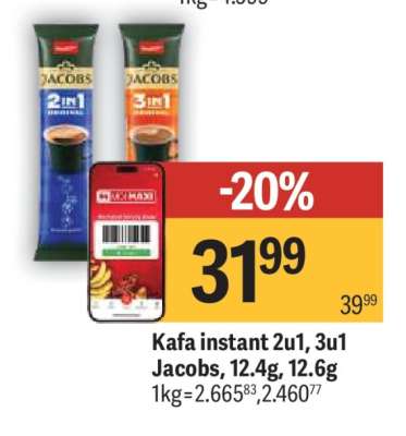 Kafa instant 2u1, 3u1 Jacobs, 12.4g/12.6g