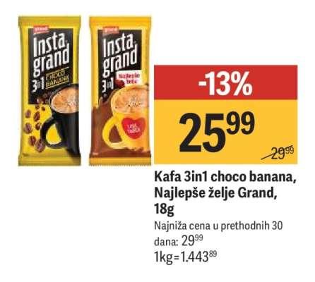 Kafa 3in1 choco banana, Najlepše želje Grand, 18g