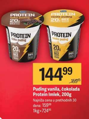 Puding vanila, čokolada Protein Imlek, 200g