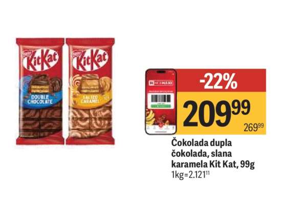 Čokolada dupla čokolada, slana karamela Kit Kat, 99g
