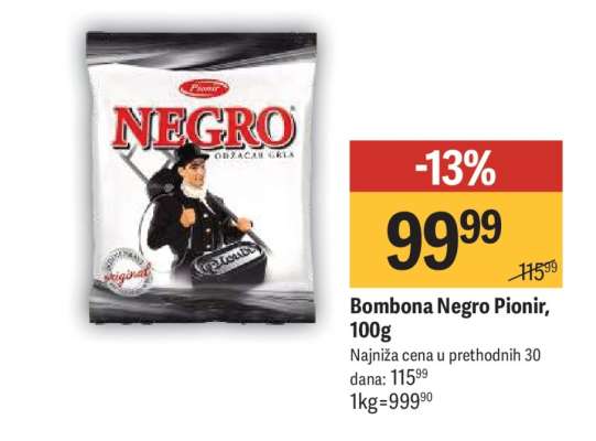 Bombona Negro Pionir 100g