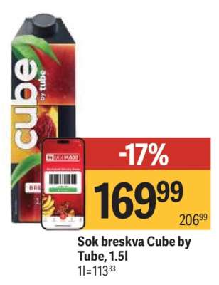 Sok breskva Cube by Tube, 1.5l