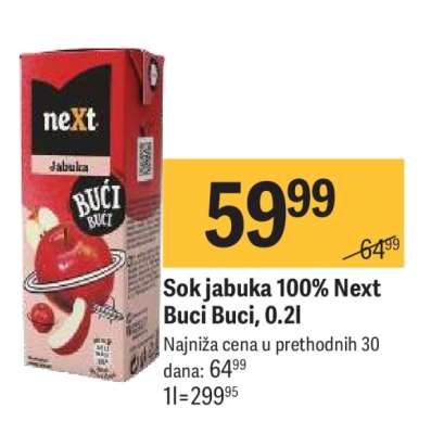 Sok jabuka 100% Next Buci Buci, 0.2l