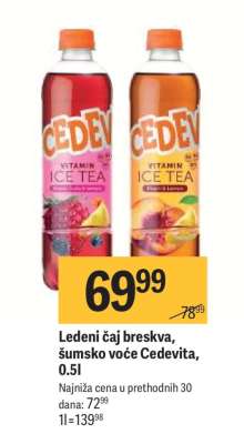 Ledeni čaj breskva, šumsko voće Cedevita, 0.5l