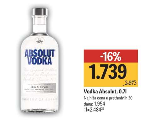 Vodka Absolut, 0,7l