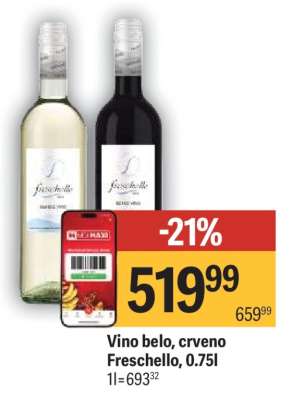 Vino belo, crveno Freschello, 0.75L