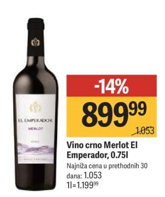 Vino crno Merlot El Emperador 0.75l
