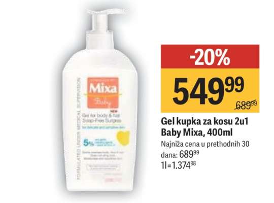Gel kupka za kosu 2u1 Baby Mixa, 400ml