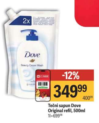 Tečni sapun Dove Original refil 500ml