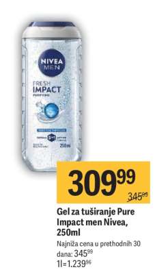 Gel za tuširanje Pure Impact men Nivea, 250ml