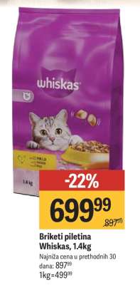 Briketi piletina Whiskas, 1.4kg