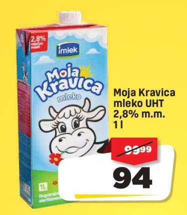 Moja Kravica mleko UHT 2,8% m.m. 1L