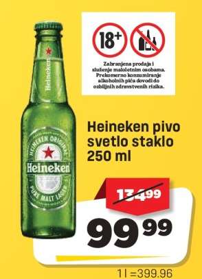 Heineken pivo svetlo staklo 250 ml