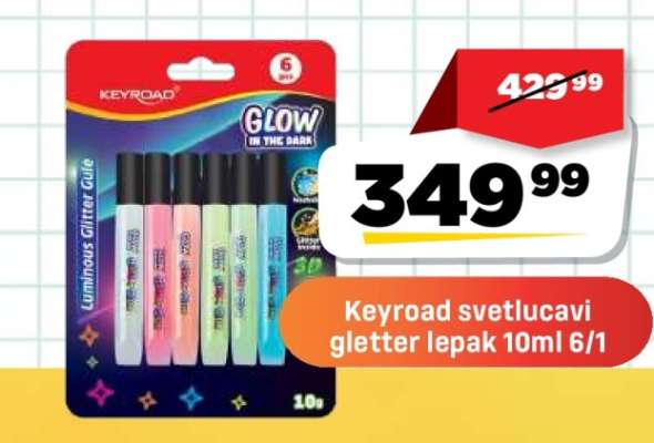 Keyroad svetlucavi gletter lepak 10ml 6/1